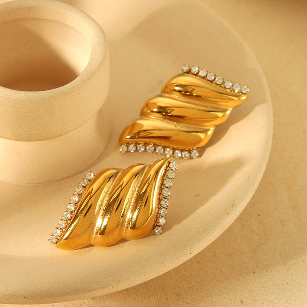 Retro Zircon Inlaid Geometric Earrings
