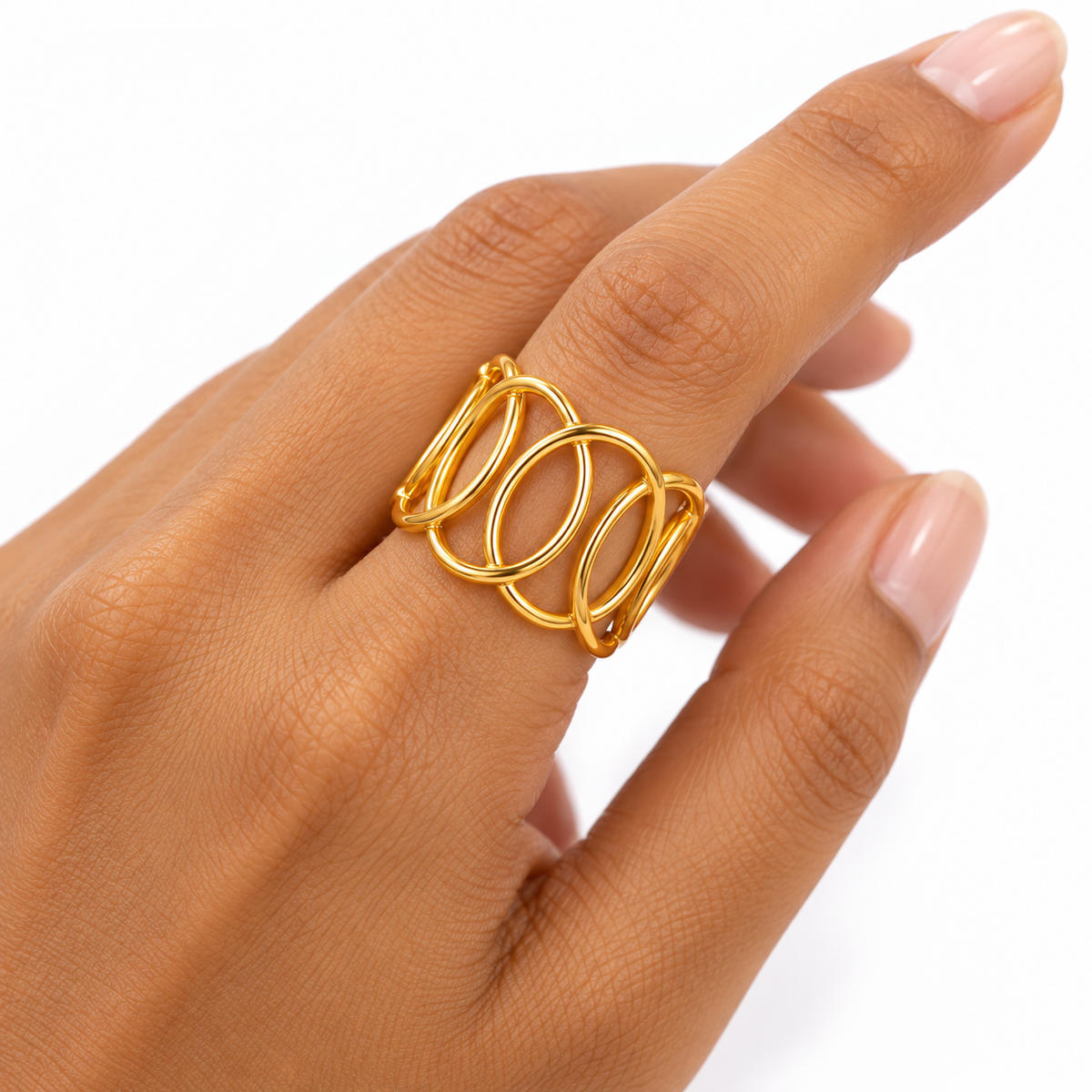 Gold-Tone Interlocking Oval Ring