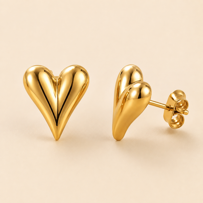 Sculpted Heart Studs