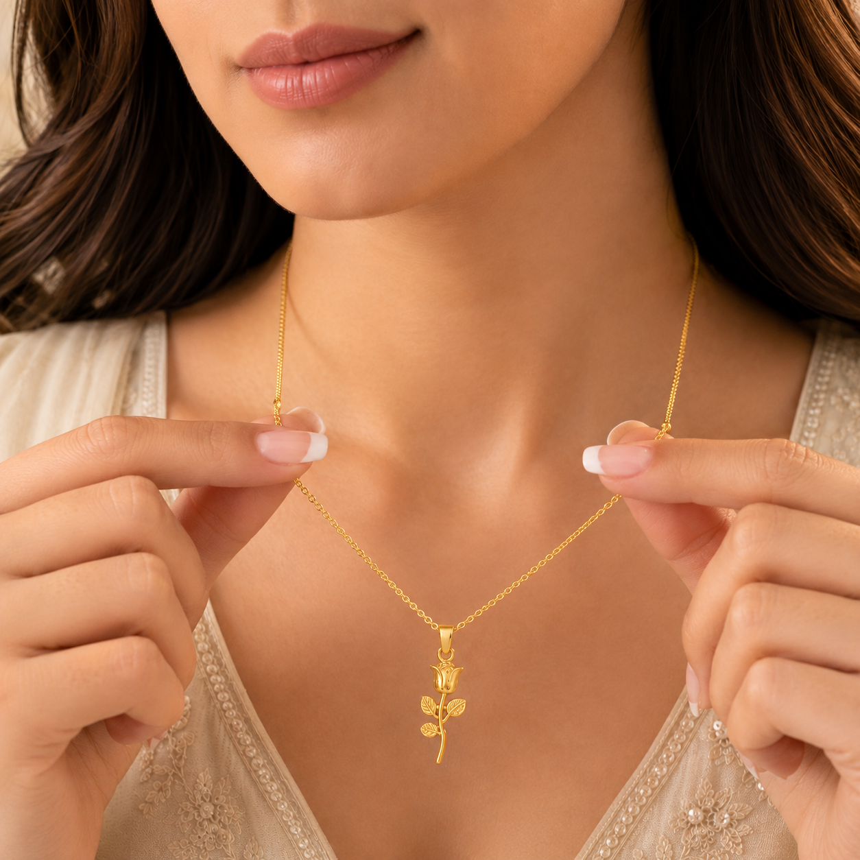 Elegant Rose Pendant Necklace