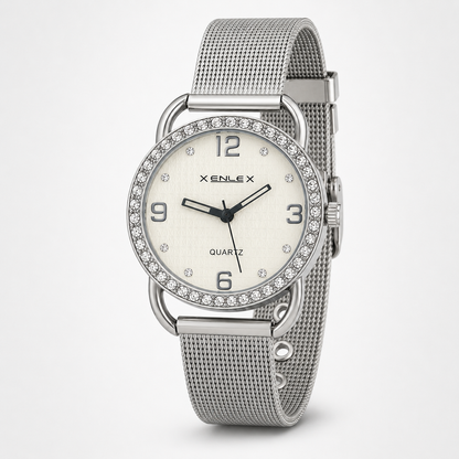 Crystal Bezel Mesh Watch