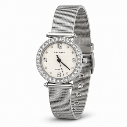 Crystal Bezel Mesh Watch