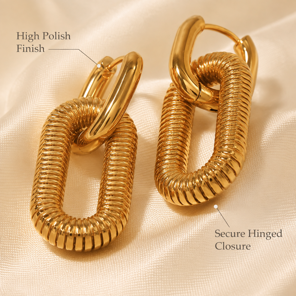 Ribbed Link Earrings