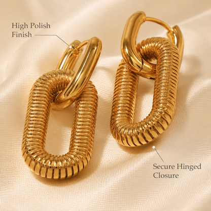 Ribbed Link Earrings