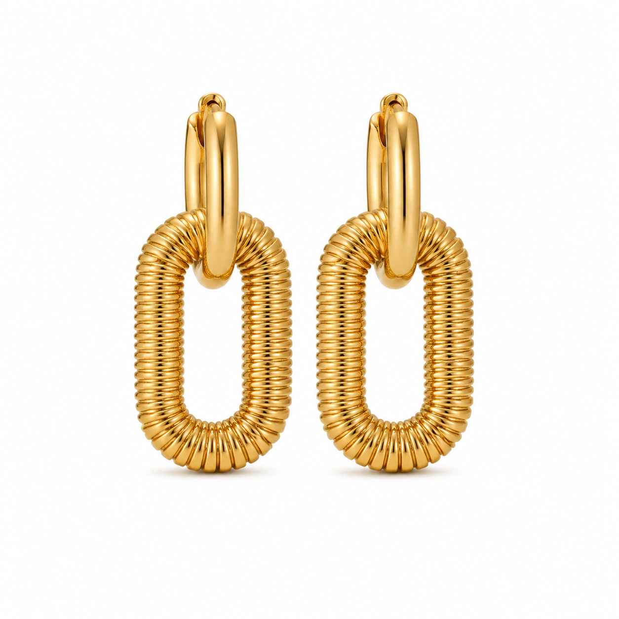 Ribbed Link Earrings
