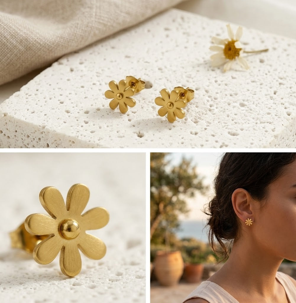 Minimal Daisy Stud Earrings