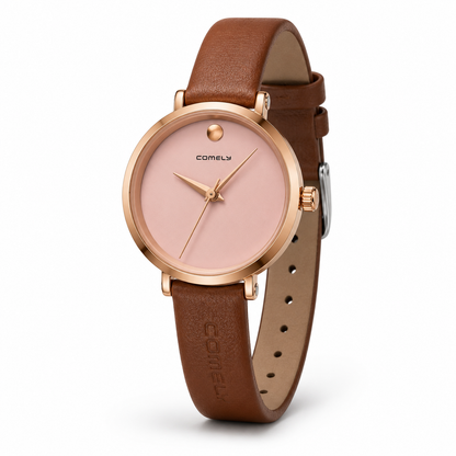 Minimalist Round Dial Leather Watch