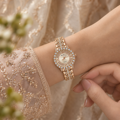 Luxury Crystal Rose Watch