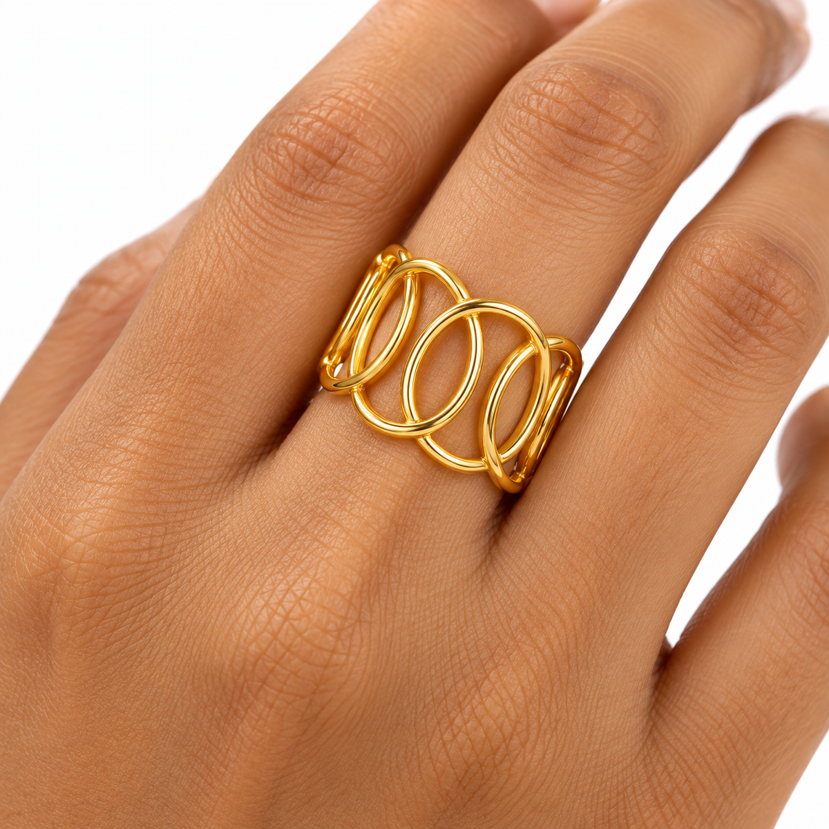 Gold-Tone Interlocking Oval Ring