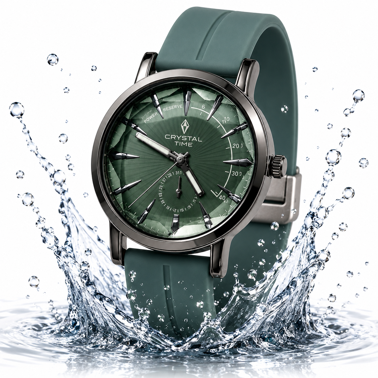 Diamond Cut Silicone Strap Analog Watch