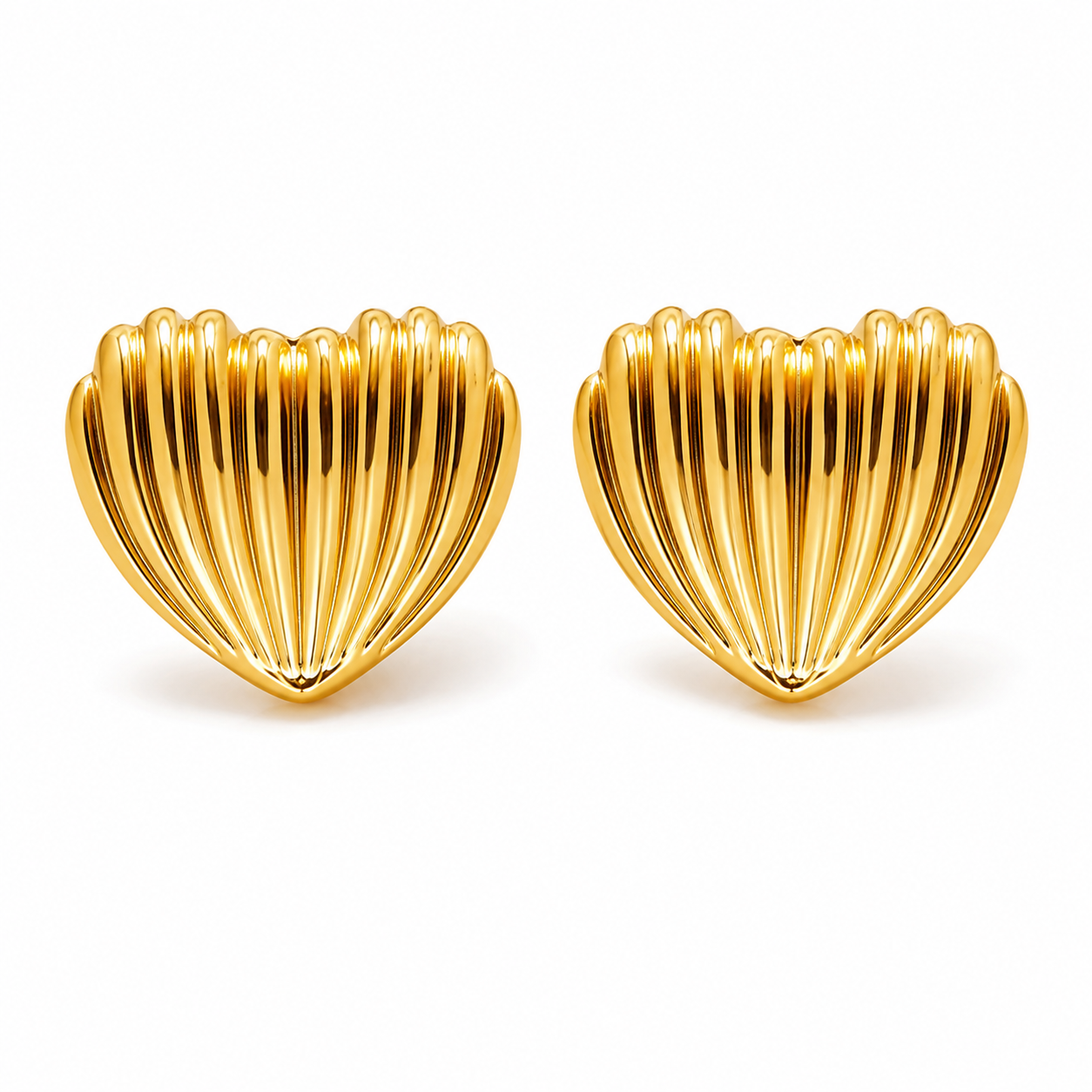 Fluted Heart Stud Earrings
