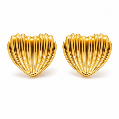 Fluted Heart Stud Earrings