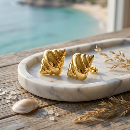 Layered Shell Stud Earrings