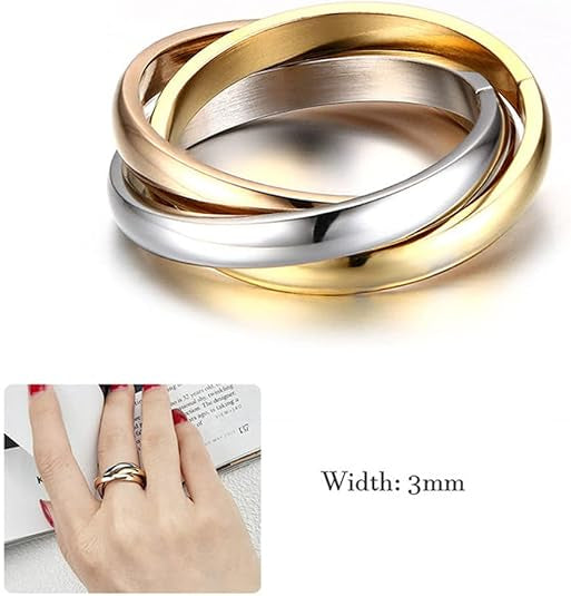 Three Colour Interlocked  Ring