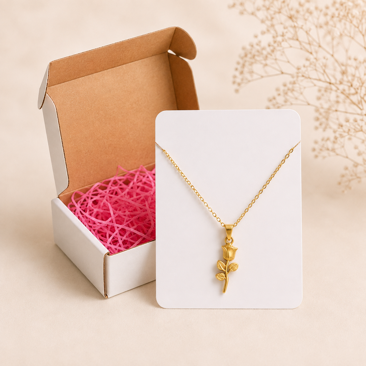 Elegant Rose Pendant Necklace