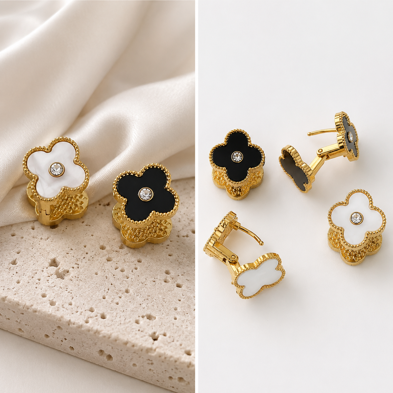 Double-Sided Clover Stud Earrings