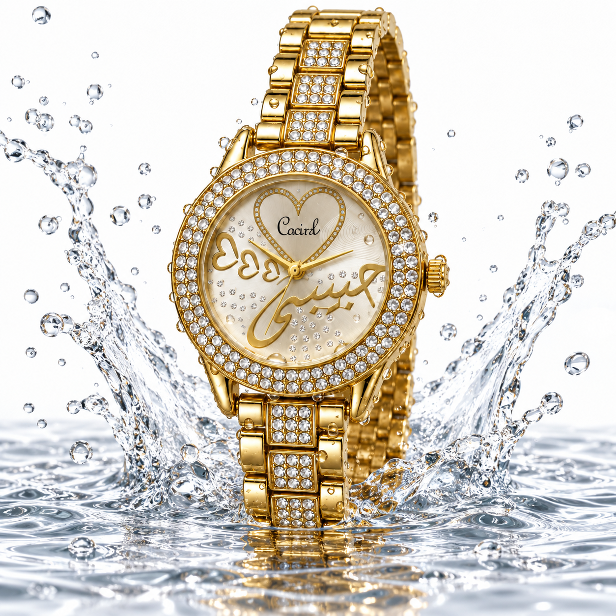 Crystal Heart Calligraphy Watch