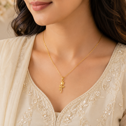 Elegant Rose Pendant Necklace
