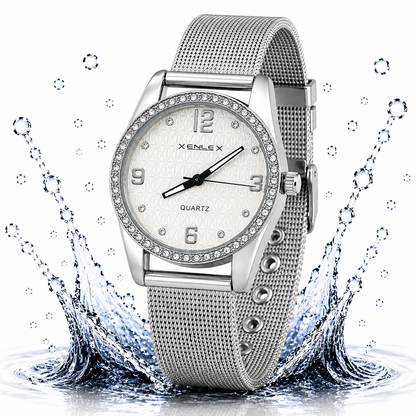 Crystal Bezel Mesh Watch