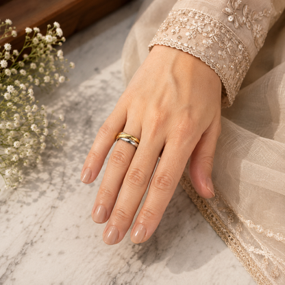 Three Colour Interlocked  Ring