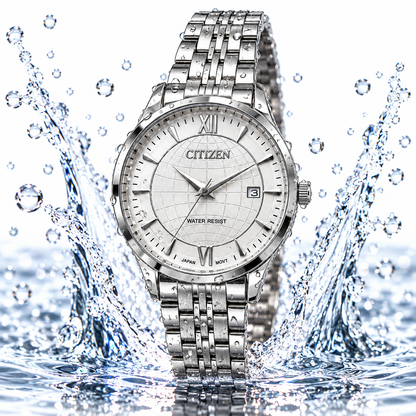 CITIZEN Silver Globe Dial Classic Watch