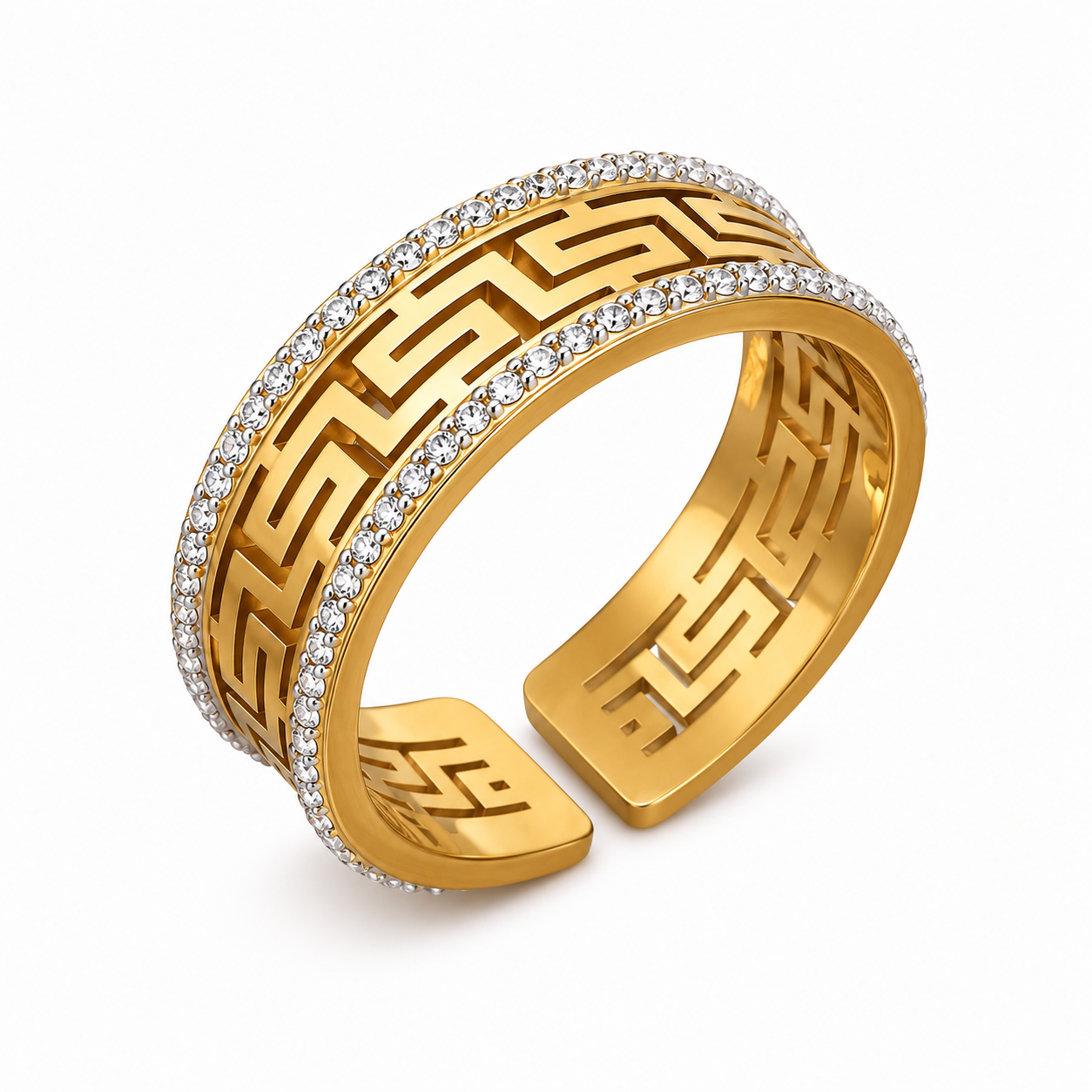 Greek Key Pattern Adjustable Ring