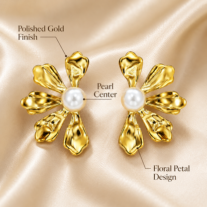 Pearl Petal Earrings