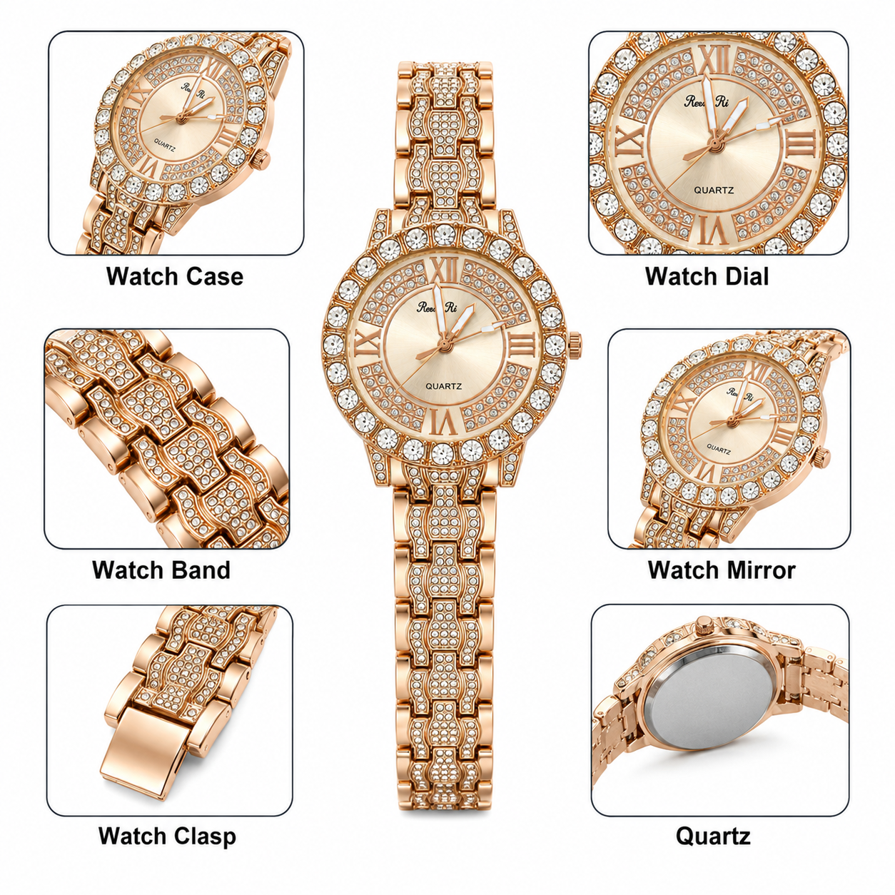 Luxury Crystal Rose Watch