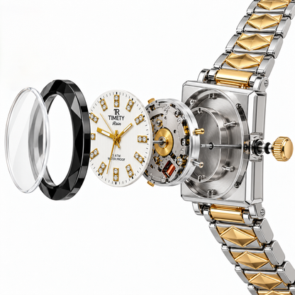 TIMEFY Rain Two-Tone Crystal Watch