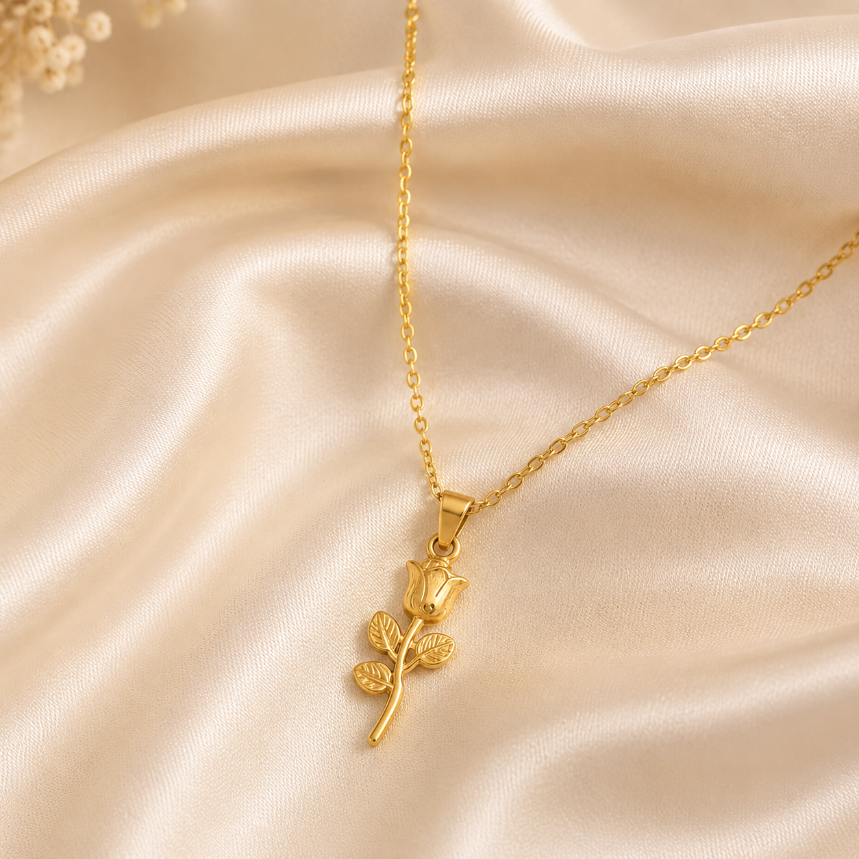 Elegant Rose Pendant Necklace