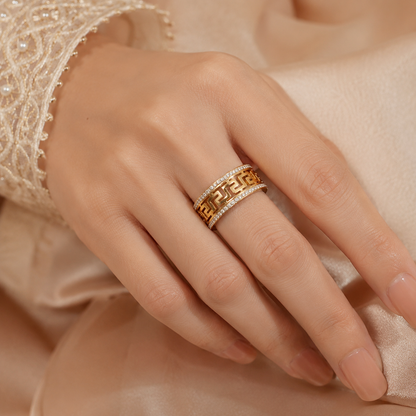 Greek Key Pattern Adjustable Ring