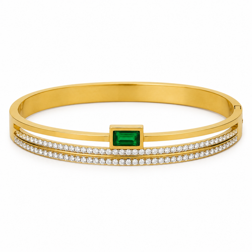 Green Stone Crystal Bangle