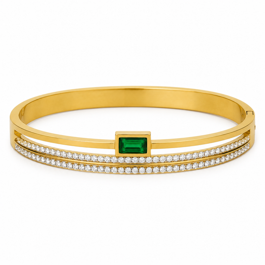 Green Stone Crystal Bangle