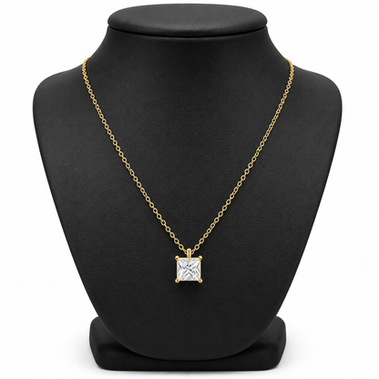Square Cubic Zirconia Solitaire Necklace