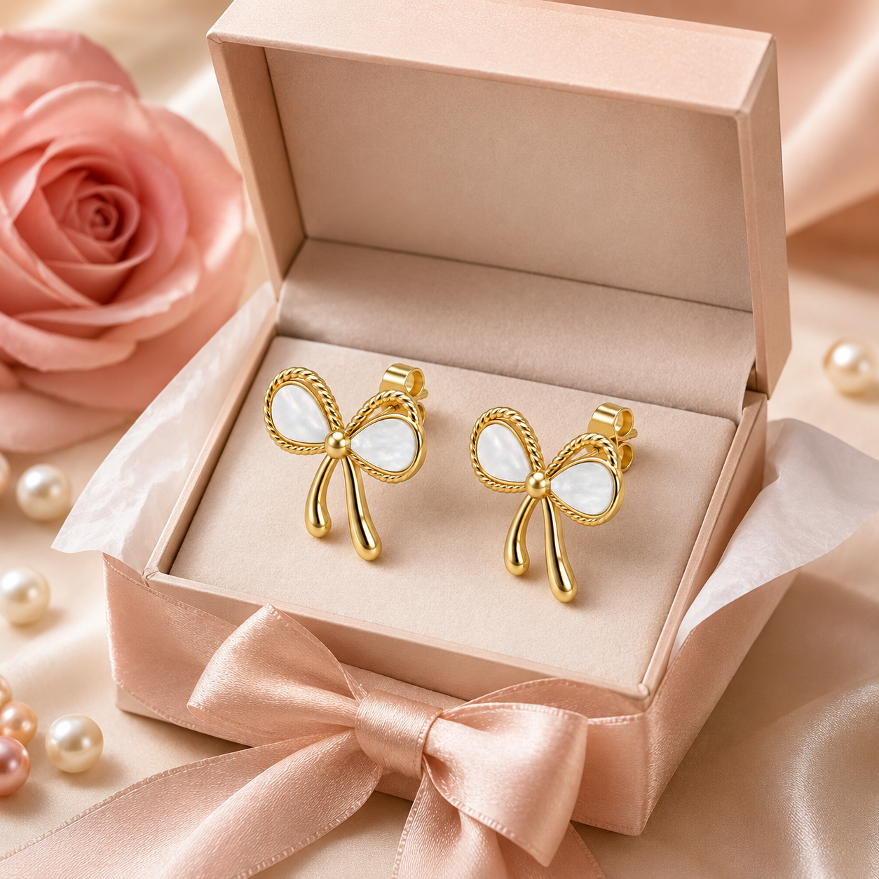 White Bow Earrings