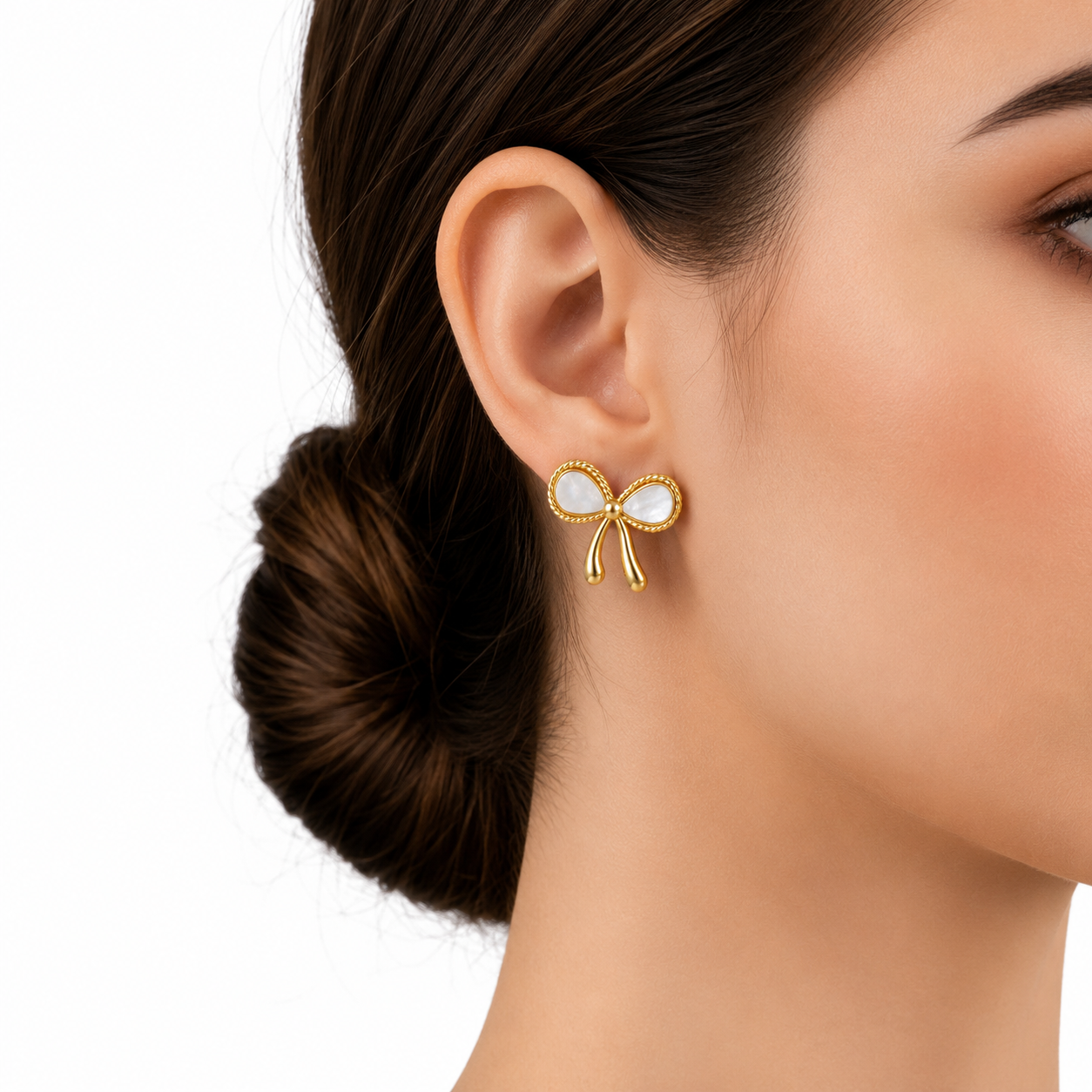 White Bow Earrings