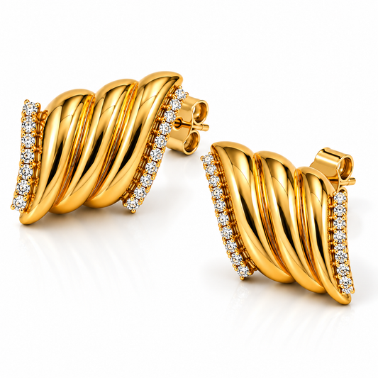 Retro Zircon Inlaid Geometric Earrings