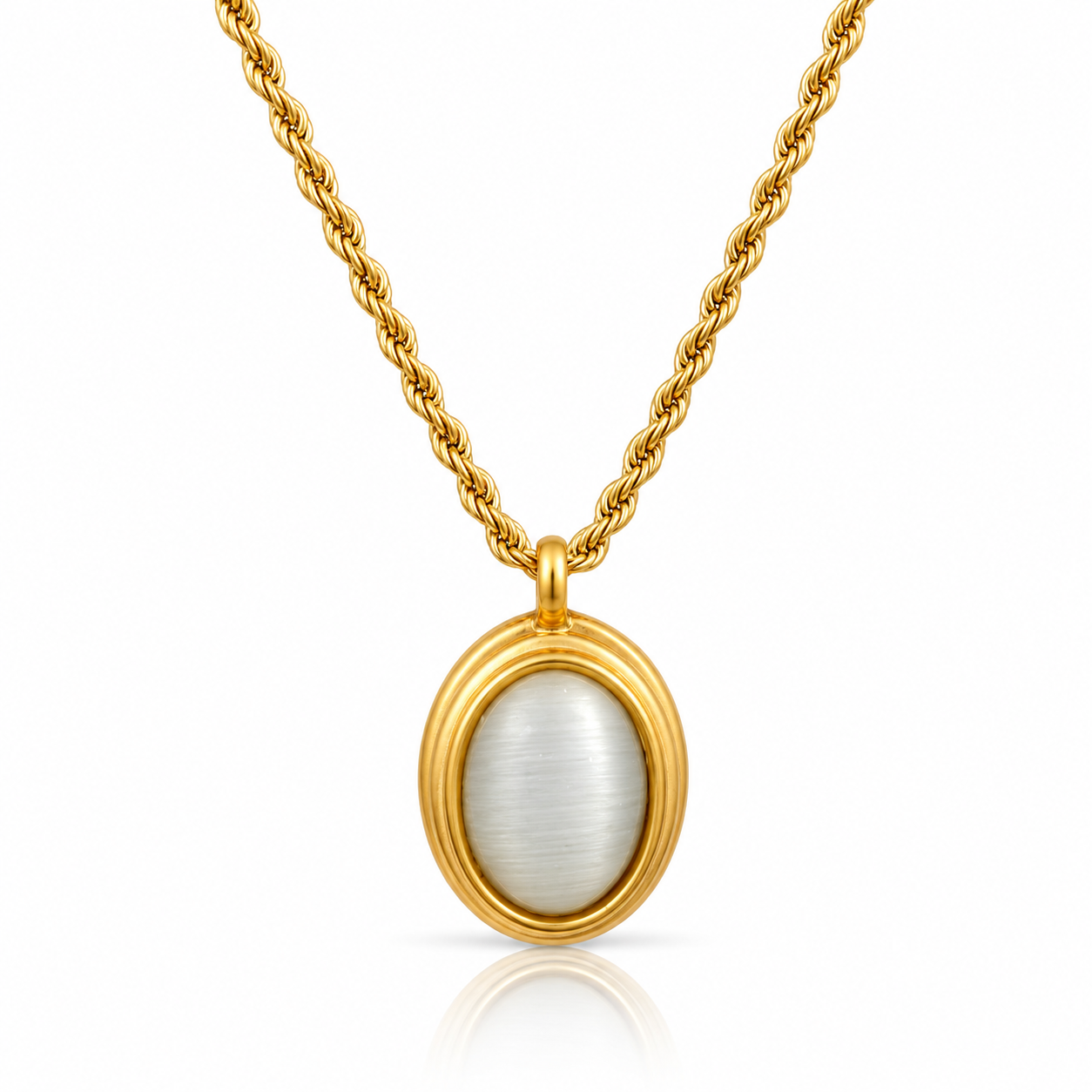 Geometric Oval Opal Necklace