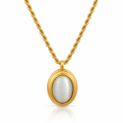 Geometric Oval Opal Necklace