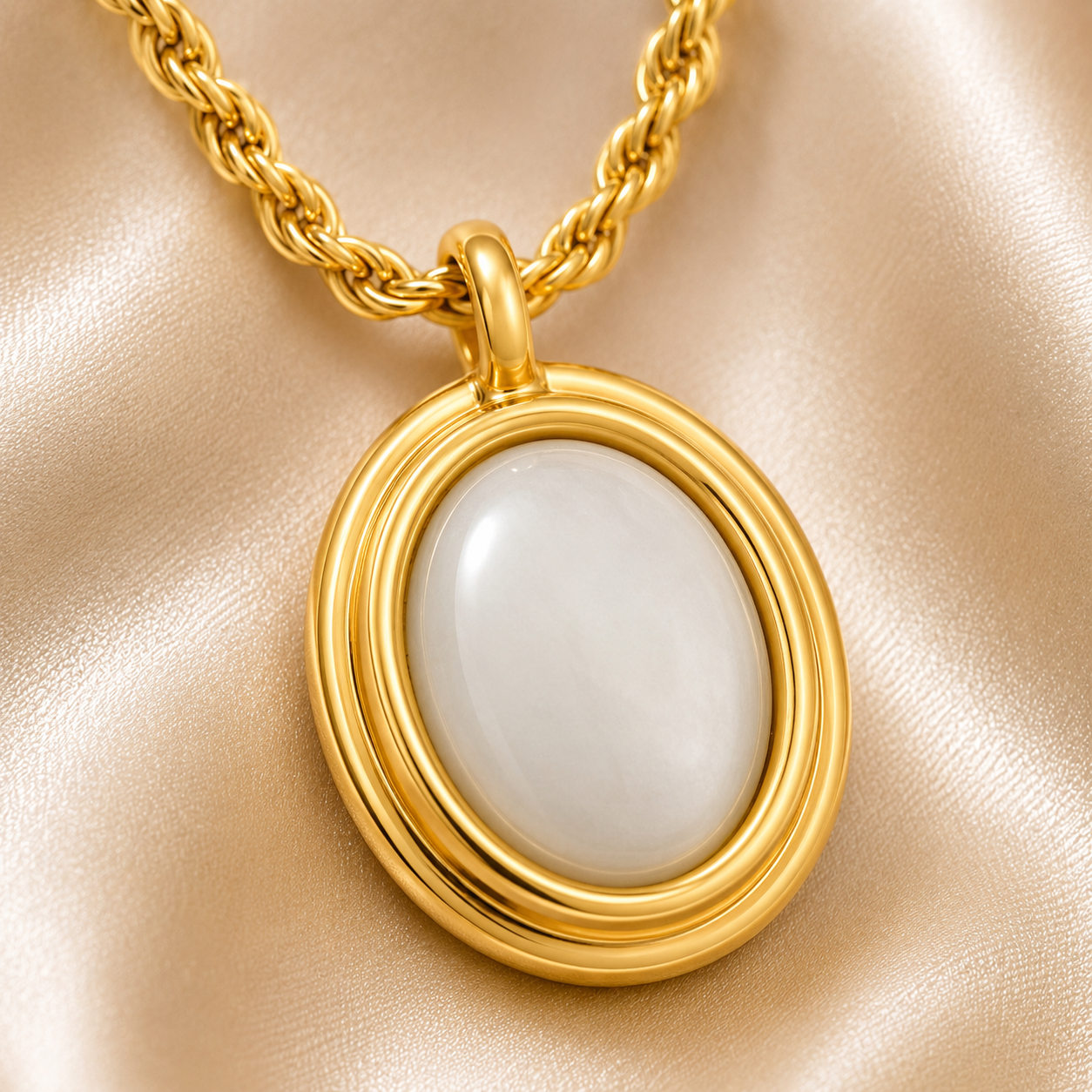 Geometric Oval Opal Necklace