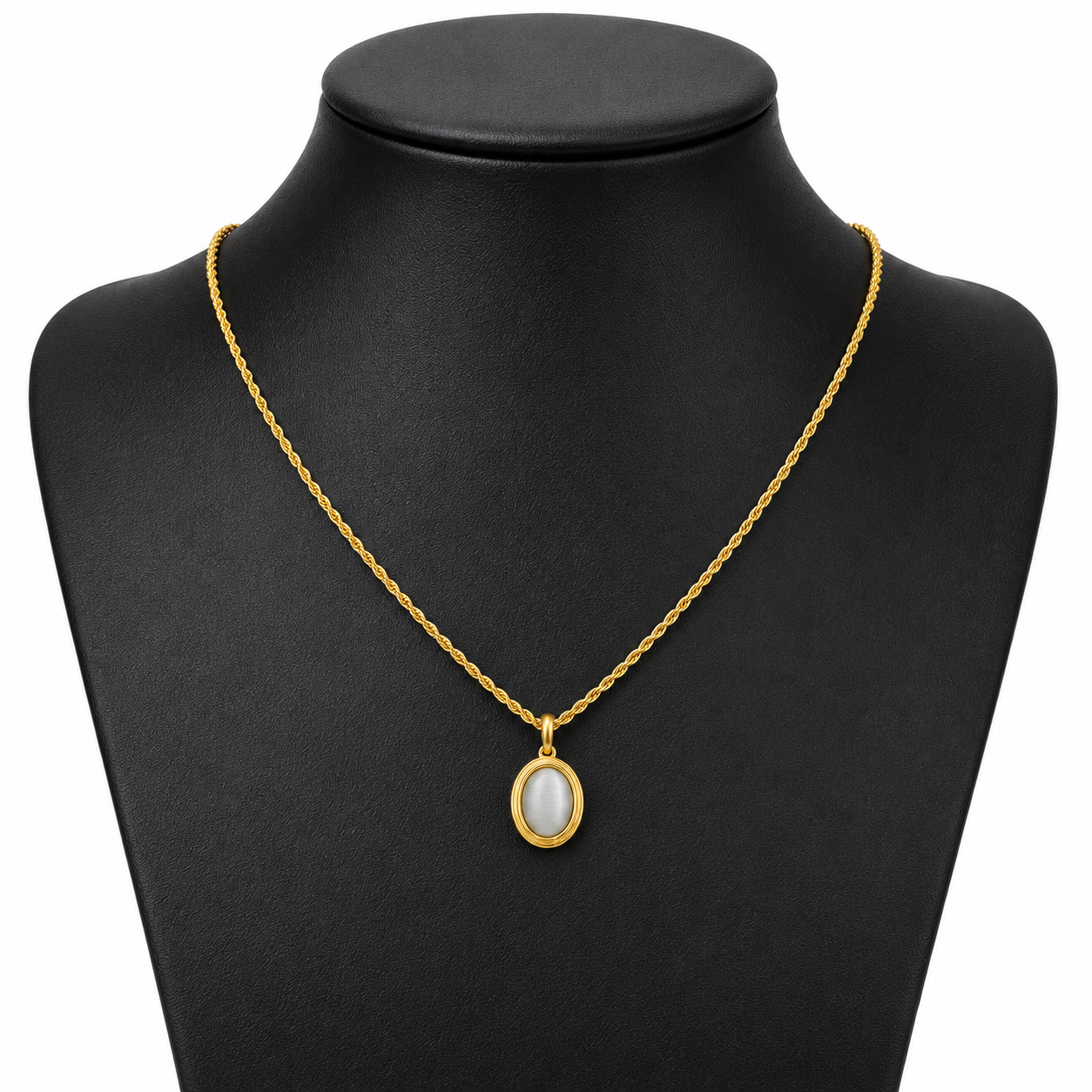 Geometric Oval Opal Necklace