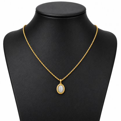 Geometric Oval Opal Necklace