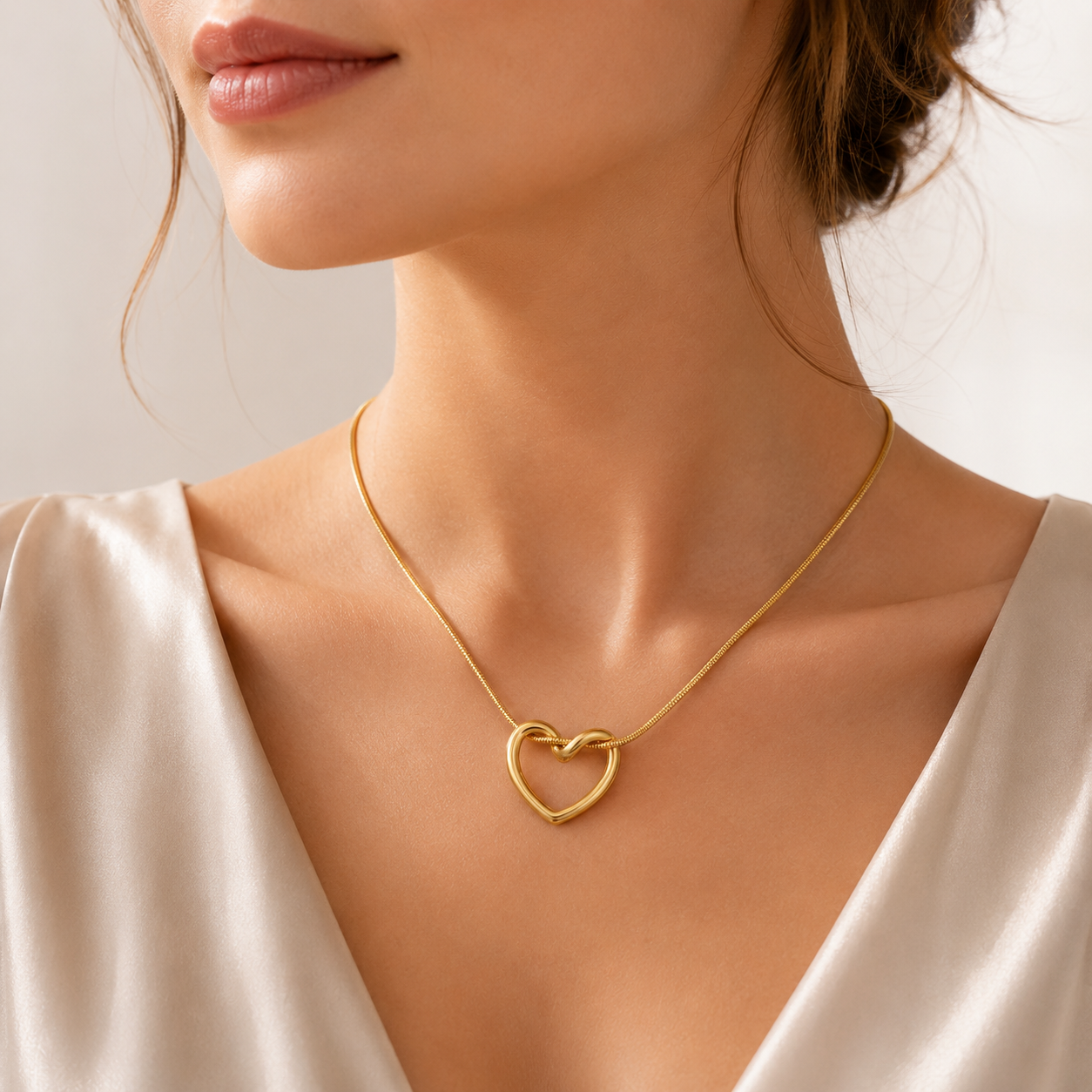 Snake Chain Heart Pendant Necklace