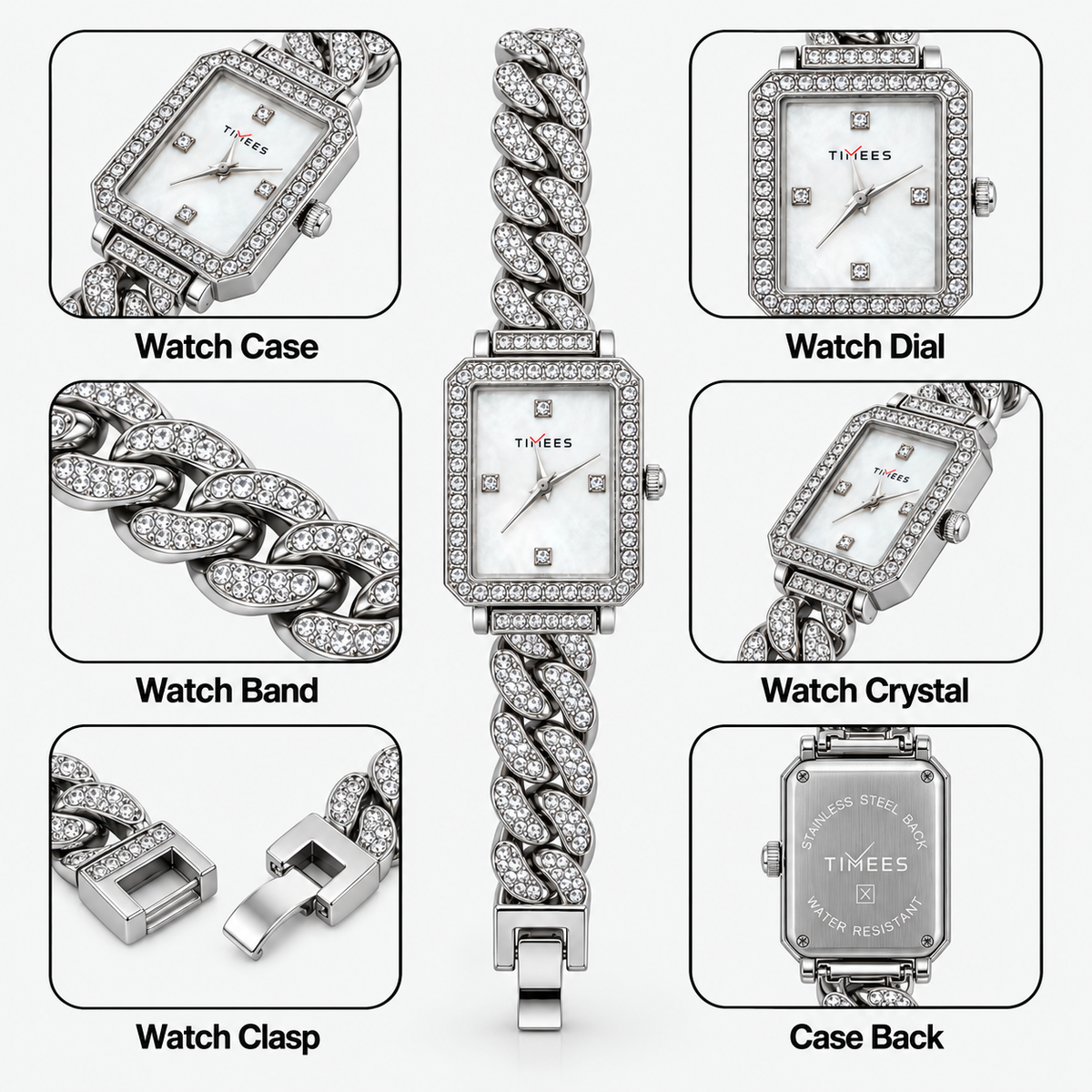Crystal Link Silver Watch