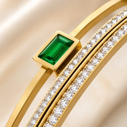 Green Stone Crystal Bangle
