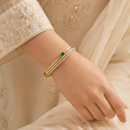Green Stone Crystal Bangle