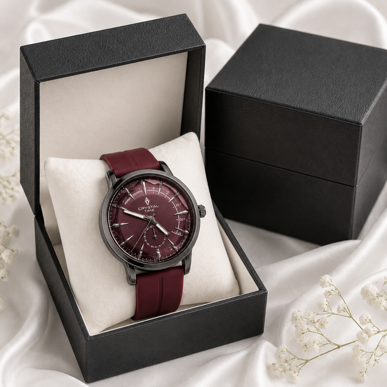 Diamond Cut Silicone Strap Analog Watch