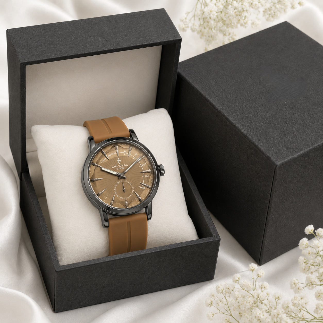Diamond Cut Silicone Strap Analog Watch