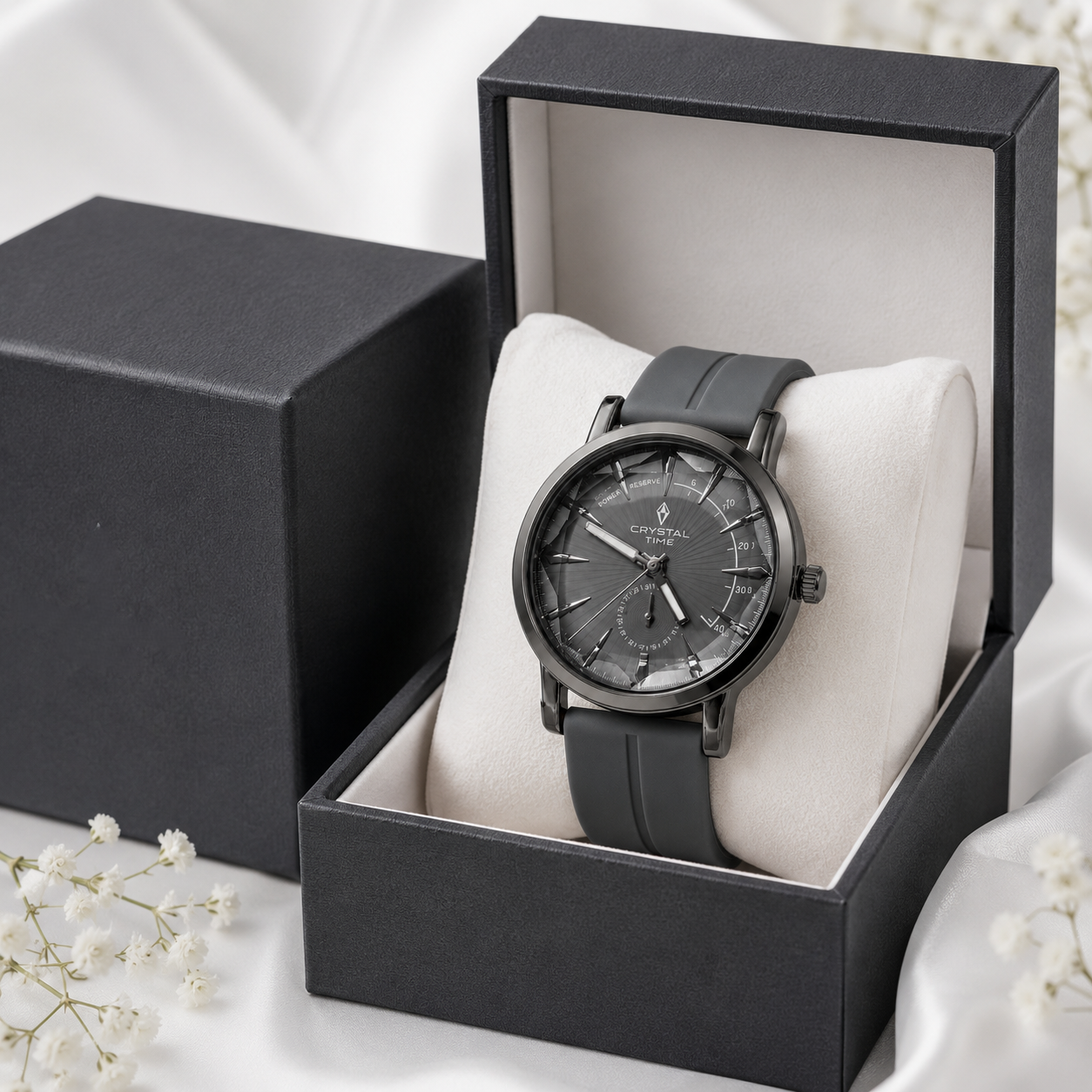 Diamond Cut Silicone Strap Analog Watch