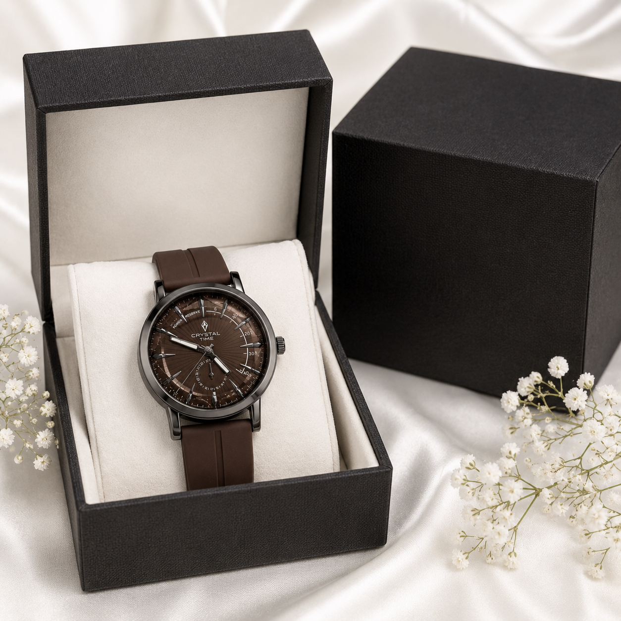Diamond Cut Silicone Strap Analog Watch